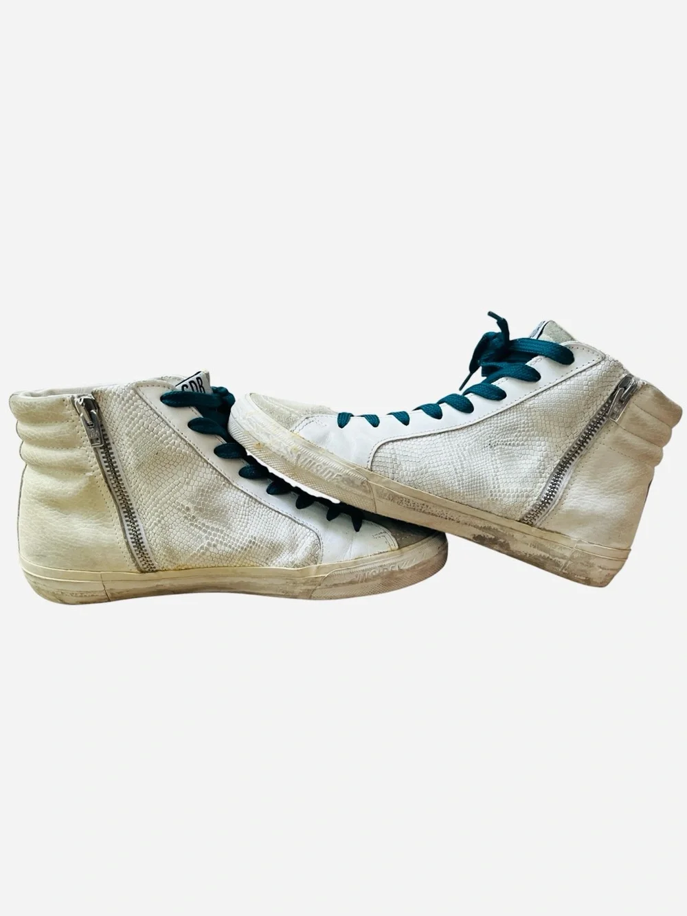 Golden Goose Slide Distressed Leather High Top Sneakers Size 39